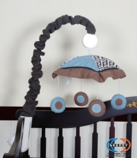 GEENNY Musical Mobile For Boutique Blue Brown Scribble 13 PCS Crib Bedding Set GEENNY Musical Mobile For Boutique Blue Brown Scribble 13 PCS Crib Bedding Set
