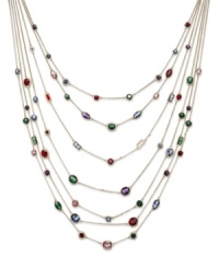 Layer on modern fashion with Lauren Ralph Lauren's drama necklace. Crafted from 14k gold-plated mixed metal, the necklace features rows of colorful beads. Approximate length: 36 inches. Layer on modern fashion with Lauren Ralph Lauren's drama necklace. Crafted from 14k gold-plated mixed metal, the necklace features rows of colorful beads. Approximate length: 36 inches.