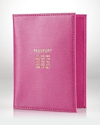A sleek and sophisticated leather Lauren Ralph Lauren passport case is a first class extra, embossed with international airport codes. A sleek and sophisticated leather Lauren Ralph Lauren passport case is a first class extra, embossed with international airport codes.