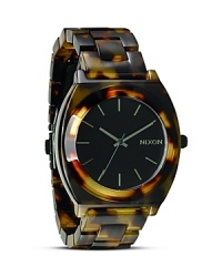 For the girl who is always fashionably on time, Nixon's tortoise shell bracelet watch is a bold choice. Equal parts sporty and sleek, slip it on to give femme looks a boy-borrowed edge. For the girl who is always fashionably on time, Nixon's tortoise shell bracelet watch is a bold choice. Equal parts sporty and sleek, slip it on to give femme looks a boy-borrowed edge.