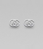 The famous interlocking double G, crafted into stunning studs of 18k white gold. 18k white gold Width, about ½ Post back Made in Italy