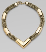 Multi-color rope accented with shiny goldtone metal tubes for a tribal-inspired style. RopeGoldtone metalLength, about 18½Lobster clasp closureMade in USA