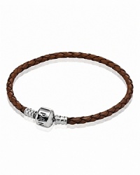Charms and clips shine against PANDORA's leather single wrap bracelet. A sterling silver signature clasp lends an added touch of luxe. Charms and clips shine against PANDORA's leather single wrap bracelet. A sterling silver signature clasp lends an added touch of luxe.