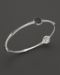 Three sparkling stations add brilliant color to this slim, elegant sterling silver bangle. Three sparkling stations add brilliant color to this slim, elegant sterling silver bangle.