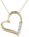 10k Gold or Sterling Silver 3-Stone Heart Pendant Necklace, 18