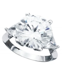 A playful pattern creates just the right shine. CRISLU's unique engagement-style ring features a round-cut, solitaire cubic zirconia with trilliant-cut cubic zirconia side accents (total 8 ct. t.w.). Set in platinum over sterling silver. Size 5, 6, 7, 8 and 9. A playful pattern creates just the right shine. CRISLU's unique engagement-style ring features a round-cut, solitaire cubic zirconia with trilliant-cut cubic zirconia side accents (total 8 ct. t.w.). Set in platinum over sterling silver. Size 5, 6, 7, 8 and 9.