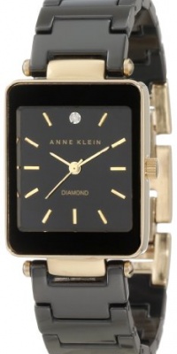 Anne Klein Women's AK/1020BKBK Black Ceramic Diamond Accented Dial Gold-Tone Watch Anne Klein Women's AK/1020BKBK Black Ceramic Diamond Accented Dial Gold-Tone Watch