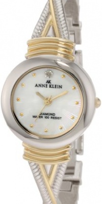 Anne Klein Women's 109069MPTT Diamond Accented Round Two-Tone X Shaped Bangle Watch Anne Klein Women's 109069MPTT Diamond Accented Round Two-Tone X Shaped Bangle Watch