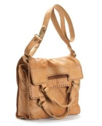 Lucky Brand takes on the messenger bag and comes up with this cool leather version with threaded leather detailing. Lucky Brand takes on the messenger bag and comes up with this cool leather version with threaded leather detailing.