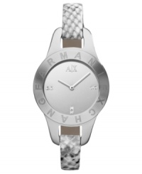 An alluring snake print puts a stunning finish on this AX Armani Exchange watch. An alluring snake print puts a stunning finish on this AX Armani Exchange watch.