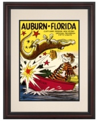 Their 1961 game against Florida went just as the Auburn hoped, with the Tigers knocking out the Gators 32-15. Today, this vivid restoration of the original football program is matted, framed and right at home by the big screen or bar. Their 1961 game against Florida went just as the Auburn hoped, with the Tigers knocking out the Gators 32-15. Today, this vivid restoration of the original football program is matted, framed and right at home by the big screen or bar.