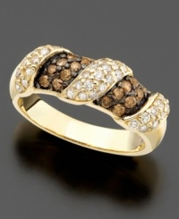 Old-world glamour for the modern woman: this beautiful Le Vian ring features round-cut chocolate diamonds (1/3 ct. t.w.) and white diamonds (3/8 ct. t.w.) in an elegant swirl design. Set in 14k gold. Size 7. Old-world glamour for the modern woman: this beautiful Le Vian ring features round-cut chocolate diamonds (1/3 ct. t.w.) and white diamonds (3/8 ct. t.w.) in an elegant swirl design. Set in 14k gold. Size 7.