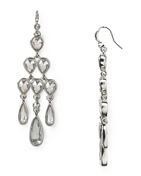 A cascade of glittering crystals highlight this pair of Carolee Lux chandelier earrings, styled to catch attention after dark - and hold it. A cascade of glittering crystals highlight this pair of Carolee Lux chandelier earrings, styled to catch attention after dark - and hold it.