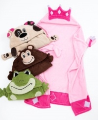 Warm and cozy. Wrap your kids in these fun and bright Berkshire Cuddly Creatures throws, featuring hoods and mittens so they can actually be worn. Kids can choose from four cuddly creatures: frog, dog, princess or chimp! (Clearance) Warm and cozy. Wrap your kids in these fun and bright Berkshire Cuddly Creatures throws, featuring hoods and mittens so they can actually be worn. Kids can choose from four cuddly creatures: frog, dog, princess or chimp! (Clearance)