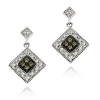 Sterling Silver 1/10 ct. TDW Champagne Diamond Dangle Earrings Sterling Silver 1/10 ct. TDW Champagne Diamond Dangle Earrings