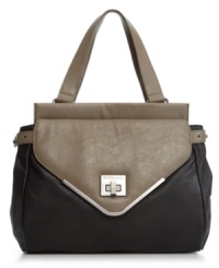 The perfect everyday bag with a sophisticated appeal. This stunning satchel design from BCBGeneration features a signature turnlock closure, shiny silvertone hardware and a classic silhouette. The perfect everyday bag with a sophisticated appeal. This stunning satchel design from BCBGeneration features a signature turnlock closure, shiny silvertone hardware and a classic silhouette.