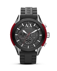 Designed for maximum performance and style, this watch from Armani Exchange plays as hard as it works. It features chronograph movement and durable strap to keep up with an athletic lifestyle. Designed for maximum performance and style, this watch from Armani Exchange plays as hard as it works. It features chronograph movement and durable strap to keep up with an athletic lifestyle.