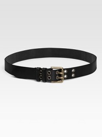 Richly colored leather with double prong buckle and signature logo details.Metal hardware About 1¼ wide Made in Italy Richly colored leather with double prong buckle and signature logo details.Metal hardware About 1¼ wide Made in Italy