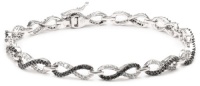 10k White Gold Black and White Diamond Infinity Bracelet (1 1/2 cttw), 7 10k White Gold Black and White Diamond Infinity Bracelet (1 1/2 cttw), 7