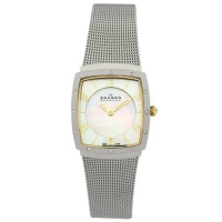 Skagen Women's 396XSGS Crystal Accented Mother of Pearl Mesh Watch Skagen Women's 396XSGS Crystal Accented Mother of Pearl Mesh Watch