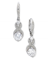 Sparkling splendor. This pair of drop earrings from Eliot Danori is crafted from rhodium-plated brass with crystals and cubic zirconias (2-3/4 ct. t.w.) enhancing the luster. Approximate drop: 2-3/4 inches. Sparkling splendor. This pair of drop earrings from Eliot Danori is crafted from rhodium-plated brass with crystals and cubic zirconias (2-3/4 ct. t.w.) enhancing the luster. Approximate drop: 2-3/4 inches.
