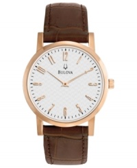 A classic men's watch from Bulova with a warm touch of rose-gold. A classic men's watch from Bulova with a warm touch of rose-gold.