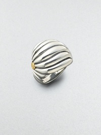 A high fluted dome of sterling silver, with the designer's signature imprint in 18k gold. Approx. ¾ wide Imported A high fluted dome of sterling silver, with the designer's signature imprint in 18k gold. Approx. ¾ wide Imported