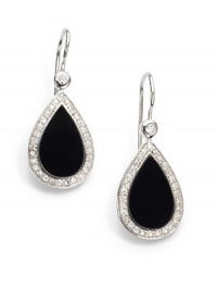 THE LOOKTeardrop silhouetteBlack onyx and cubic zirconia accentsSterling silver rhodium-plated settingHook closureTHE MEASUREMENTLength, about 1½ORIGINImported THE LOOKTeardrop silhouetteBlack onyx and cubic zirconia accentsSterling silver rhodium-plated settingHook closureTHE MEASUREMENTLength, about 1½ORIGINImported
