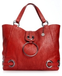 This marvelously mod design from Big Buddha gives a nod to '70s free-spirited fashion. Outfitted with oversized grommets and circular ring accent, the extra roomy interior is poised to meet your daily demands. This marvelously mod design from Big Buddha gives a nod to '70s free-spirited fashion. Outfitted with oversized grommets and circular ring accent, the extra roomy interior is poised to meet your daily demands.