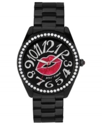 This kiss is on your list. Betsey Johnson's darling watch features large numerals and swirling crystal accents. This kiss is on your list. Betsey Johnson's darling watch features large numerals and swirling crystal accents.