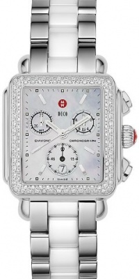Michele Woman's MWW06A000716 Deco Diamond Stainless Steel Ceramic White Watch Michele Woman's MWW06A000716 Deco Diamond Stainless Steel Ceramic White Watch