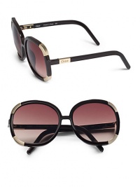 THE LOOKRounded square style Metal accents Acetate framesLogo accented temples UV protectionSignature case includedTHE COLORChocolate with brown gradient lensesORIGINMade in France THE LOOKRounded square style Metal accents Acetate framesLogo accented temples UV protectionSignature case includedTHE COLORChocolate with brown gradient lensesORIGINMade in France