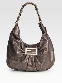A chic classic in soft, pebble-grain lambskin, gathered in the center by logo hardware.Chain and leather should strap, 11 drop Top zip closure One inside open pocket Cotton lining 11W X 16H X 4D Made in Italy A chic classic in soft, pebble-grain lambskin, gathered in the center by logo hardware.Chain and leather should strap, 11 drop Top zip closure One inside open pocket Cotton lining 11W X 16H X 4D Made in Italy