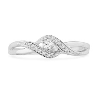 10KT White Gold Round Diamond Twisted Promise Ring (0.12 cttw)