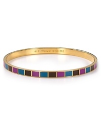 kate spade new york finishes strong with this plated metal bangle, engraved with a cute and clever catch-phrase. It's sure to be a run away favorite. kate spade new york finishes strong with this plated metal bangle, engraved with a cute and clever catch-phrase. It's sure to be a run away favorite.
