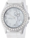 Disney Women's TK1062 Rhinestone Accent Tinkerbell White Rubber Strap Watch