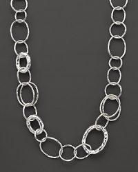 From the silver collection, chain necklace with thin hammered links and larger bastille link accents. Designed by Ippolita. From the silver collection, chain necklace with thin hammered links and larger bastille link accents. Designed by Ippolita.