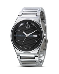 Trim an urban look with city-sleek accessories like Armani Exchange's stainless steel bracelet watch. Slip it on to give classic tailoring and sharp suits a contemporary accent. Trim an urban look with city-sleek accessories like Armani Exchange's stainless steel bracelet watch. Slip it on to give classic tailoring and sharp suits a contemporary accent.