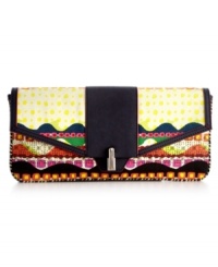 Vivacious hues and fun-loving prints give this Brasil-inspired design a lively summer feel. A classic envelope silhouette and polished silvertone hardware finish off this gorgeous style from Rachel Rachel Roy. Vivacious hues and fun-loving prints give this Brasil-inspired design a lively summer feel. A classic envelope silhouette and polished silvertone hardware finish off this gorgeous style from Rachel Rachel Roy.