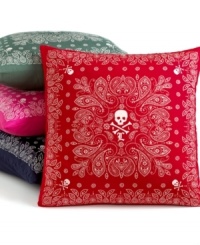 Renegade style rules with Lauren Ralph Lauren's University Bandana decorative pillow, boasting a skull-and-crossbones design at center. Renegade style rules with Lauren Ralph Lauren's University Bandana decorative pillow, boasting a skull-and-crossbones design at center.