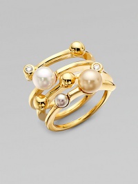A scattering of soft-toned pearls accented with sparkling cubic zirconia in 18k gold over sterling silver. 4mm round nuage, grey and white organic man-made pearlsCubic zirconia18k gold over sterling silverWidth, about 1Imported A scattering of soft-toned pearls accented with sparkling cubic zirconia in 18k gold over sterling silver. 4mm round nuage, grey and white organic man-made pearlsCubic zirconia18k gold over sterling silverWidth, about 1Imported