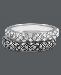 A dazzling, dynamic duo. Genevieve & Grace's unique stackable rings set features two chic bands adorned with glittering marcasite and sparkling crystals. Set in sterling silver. Size 6 and 7. A dazzling, dynamic duo. Genevieve & Grace's unique stackable rings set features two chic bands adorned with glittering marcasite and sparkling crystals. Set in sterling silver. Size 6 and 7.