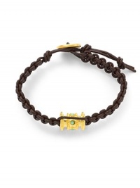 THE LOOKClassic collection18k goldplated single textured spacerGlass bead accentsBraided leatherToggle closureTHE MEASUREMENTAccent width, about .5Length, about 8.5ORIGINMade in USA THE LOOKClassic collection18k goldplated single textured spacerGlass bead accentsBraided leatherToggle closureTHE MEASUREMENTAccent width, about .5Length, about 8.5ORIGINMade in USA