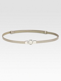 Offering everyday elegance, a skinny belt with a nickle-plated metal buckle.LeatherLength, about 26Width, about 5Imported Offering everyday elegance, a skinny belt with a nickle-plated metal buckle.LeatherLength, about 26Width, about 5Imported