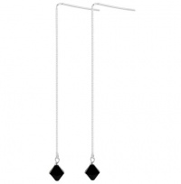 Sterling Silver Black Crystal Threader Ear Wire Earrings Made with Swarovski Elements Sterling Silver Black Crystal Threader Ear Wire Earrings Made with Swarovski Elements