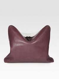 Smooth leather and pebbled leather contrasts in an elegant fashion, perfect for day to night.Convertible top handle strap, 1 dropTop zip closureOne inside zip pocketFully lined15W X 8H X 3½DImported