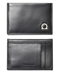 Carry your business card and those important to you in this supple leather card holder from Salvatore Ferragamo. With two slots on back, and metal Gancini logo on front. Carry your business card and those important to you in this supple leather card holder from Salvatore Ferragamo. With two slots on back, and metal Gancini logo on front.
