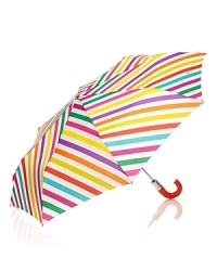 The perfect pick-me-up on rainy days, this kate spade new york umbrella features candy-colored stripes and a bright red handle.