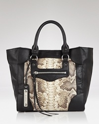 Master mixed media accessorizing with this tote from Sam Edelman. Crafted from leather with snakeskin-embossed accents, it's effortlessly exotic - in the most alluring sort of way. Master mixed media accessorizing with this tote from Sam Edelman. Crafted from leather with snakeskin-embossed accents, it's effortlessly exotic - in the most alluring sort of way.