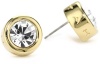 T Tahari Gold and Clear Crystal Signature Stud Earrings